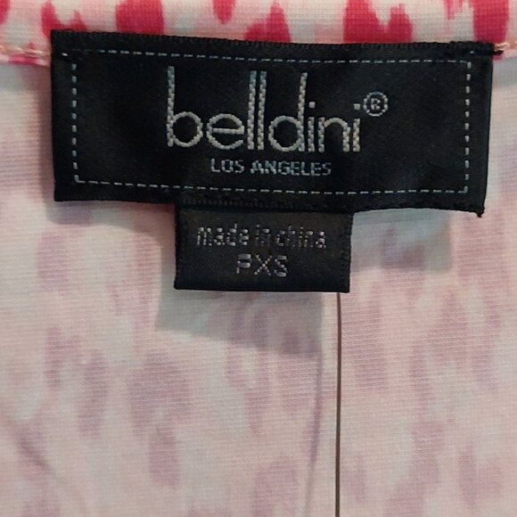 Belldini Pink Print Sleeveless Peplum Blouse Women's Size PXS - Picture 3 of 11